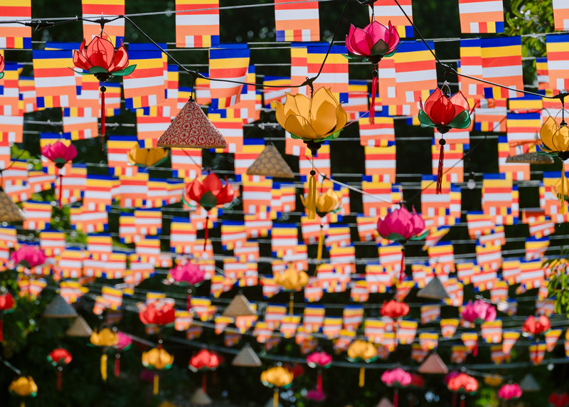 Đèn lồng cơ hoa lễ hội vía Bà Linh Sơn Thánh Mẫu