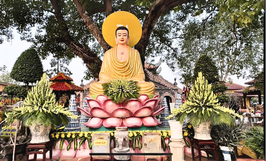 Phật Thích Ca Mâu Ni thiền tu an tĩnh dưới tán bồ đề