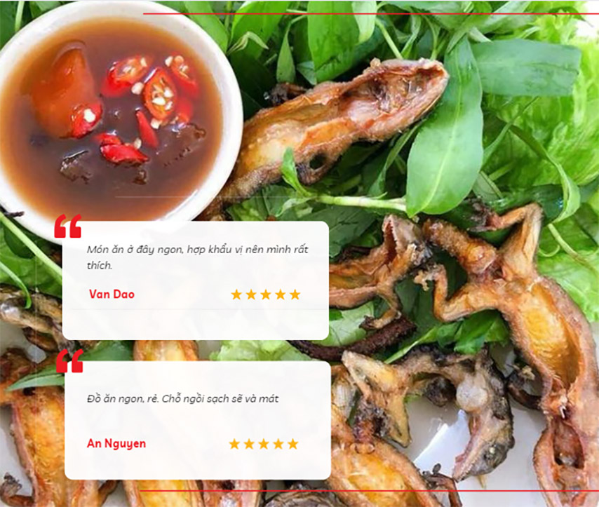 Tài khoản Van Dao và An Nguyen bình luận khi trải nghiệm ăn uống tại quán Bàu Sen