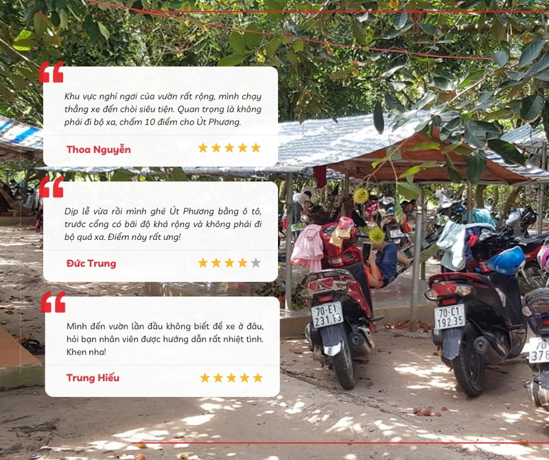Du khách đánh giá về dịch vụ gửi xe tại vườn trái cây Út Phương Tây Ninh 