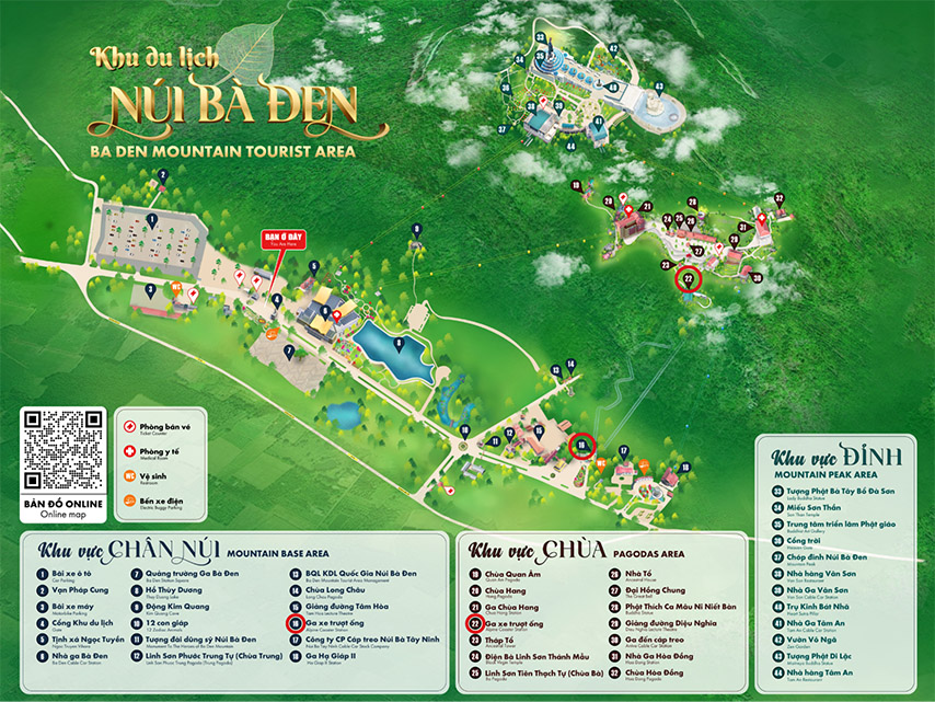 Bản đồ các địa điểm trong khu du lịch núi Bà Đen 