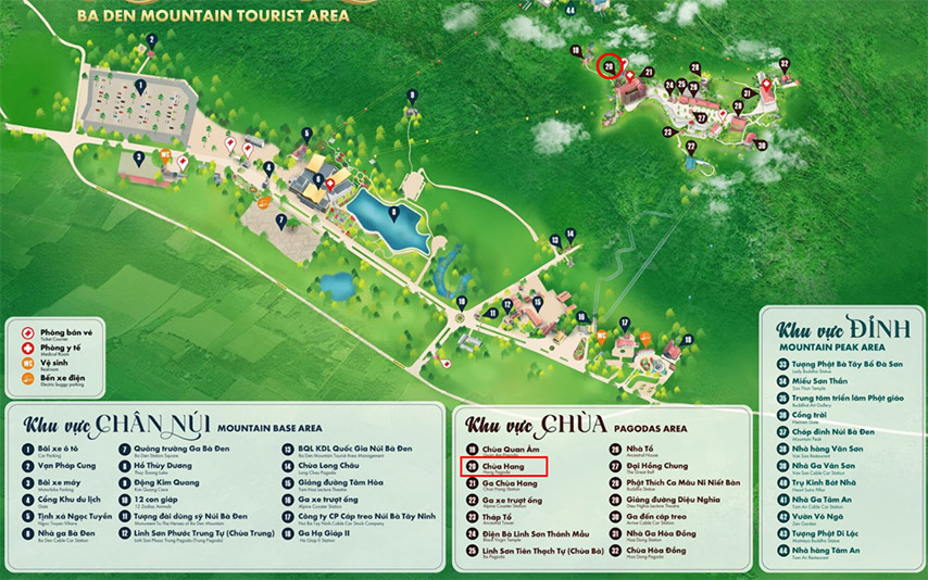 Vị trí chùa Hang Tây Ninh trên bản đồ khu du lịch núi Bà Đen 