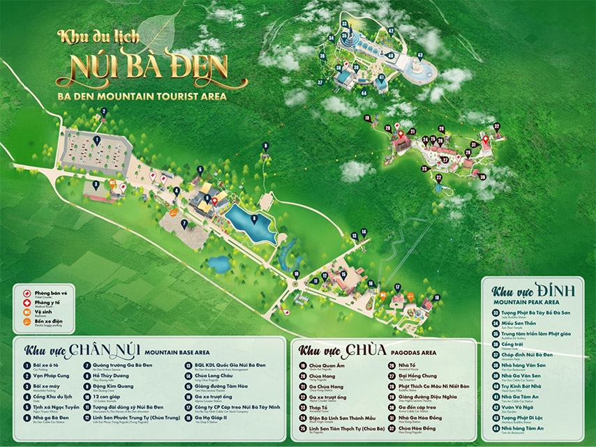 Vị trí nhà ga Bà Đen Tây Ninh trên bản đồ khu du lịch Bà Đen 