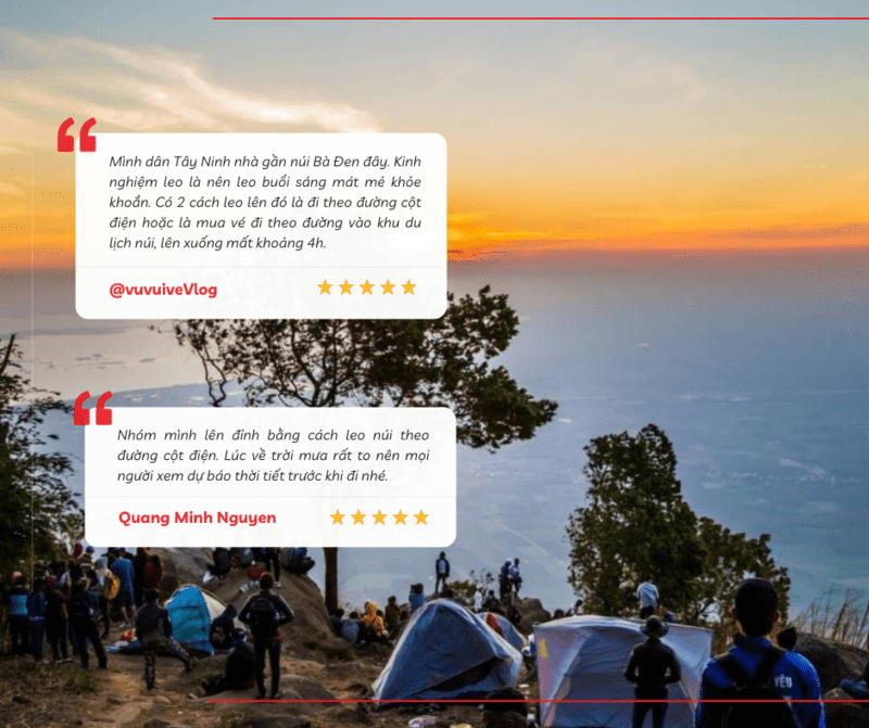 Review của du khách đã trekking và cắm trại trên núi Bà Đen