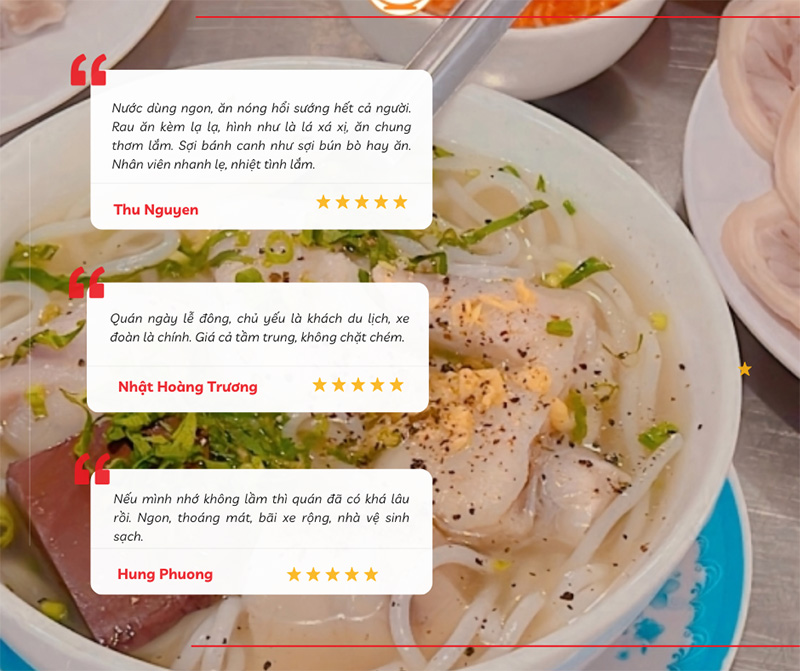 Chia sẻ của du khách về trải nghiệm tại quán bánh canh Năm Dung