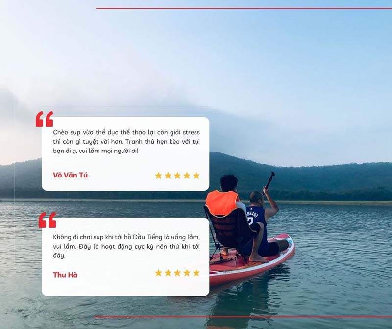 Cảm nhận của du khách khi chèo thuyền sup trên hồ Dầu Tiếng